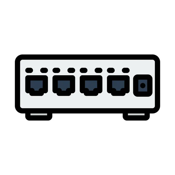 Ícone Interruptor Ethernet Esboço Negrito Editável Com Design Preenchimento Cores — Vetor de Stock