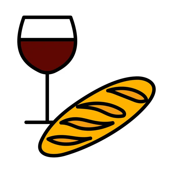 Easter Wine Bread Icon Editable Bold Outline Color Fill Design — Stock Vector