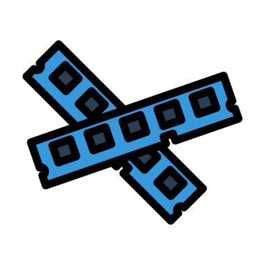 Bilgisayar Belleği Simgesi. Renk Doldurma Tasarımı ile Düzenlenebilir Kalın Tasarım. Vektör İllüstrasyonu.