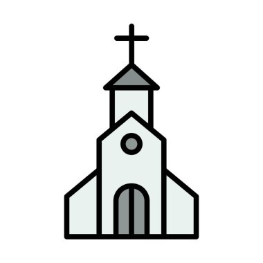 Church Icon. Editable Bold Outline With Color Fill Design. Vector Illustration.