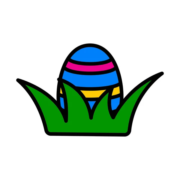 Easter Egg Grass Icon Editable Bold Outline Color Fill Design — Image vectorielle