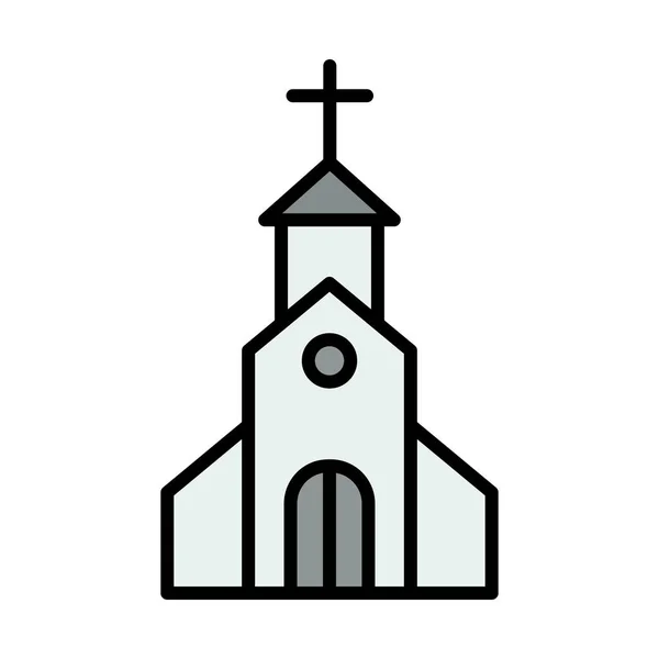 Church Icon Editable Bold Outline Color Fill Design Vector Illustration — Stockvector