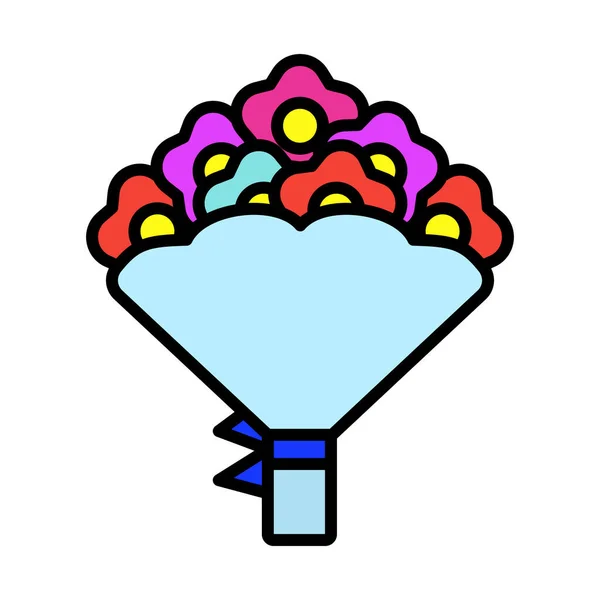 郁金香花束Icon Tied Bow 可编辑的带有彩色填充设计的大胆轮廓 病媒图解 — 图库矢量图片