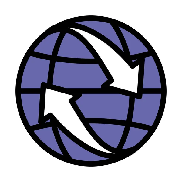Ikona Globu Strzałami Edytowalny Pogrubiony Kontur Kolorowym Wzorem Wypełniacza Ilustracja — Wektor stockowy