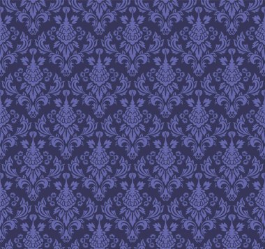 Damask Kusursuz Vektör Deseni. Kraliyet Barok Tarzı Arkaplan Dokusunda Zarif Tasarım. Çiçek ve Girdap elementi. Tekstil Yazdırma ve Duvar Kağıdı için ideal.
