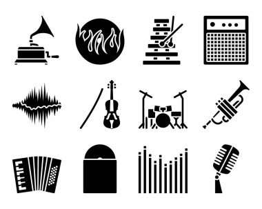 Müzik Simgesi Ayarları. Tamamen düzenlenebilir vektör çizimi. Metin genişletildi.