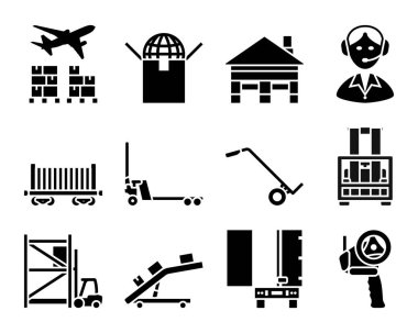 Lojistik Simgesi Ayarlandı. Tamamen düzenlenebilir vektör çizimi. Metin genişletildi.