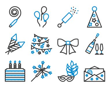 Kutlama Simgesi Ayarları. Renk Doldurma Tasarımı ile Düzenlenebilir Kalın Tasarım. Vektör İllüstrasyonu.