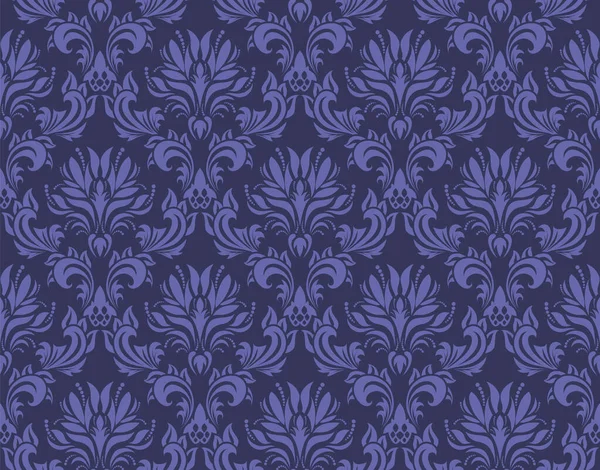 达摩无缝线矢量图 雅致的皇家巴洛克风格背景设计 植物和漩涡元素 纺织品印刷和墙纸的理想 — 图库矢量图片