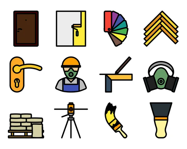 Repair Icon Set Editable Bold Outline Color Fill Design Vector — 图库矢量图片