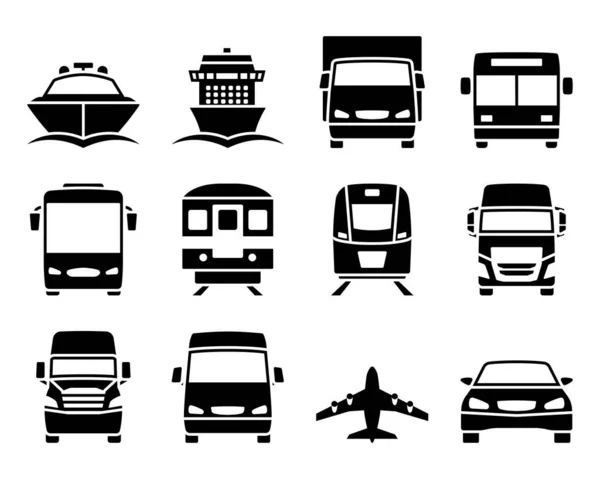 Zestaw Ikon Transportowych Pełni Edytowalna Ilustracja Wektora Rozszerzony Tekst — Wektor stockowy