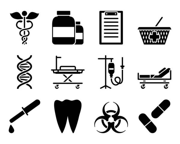 Set Iconos Médicos Ilustración Vectorial Totalmente Editable Texto Ampliado — Vector de stock