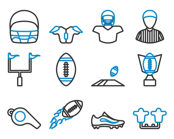 Football Icon Set Editable Bold Outline Color Fill Design Vector — Stockvektor