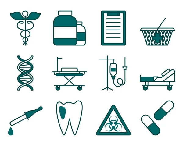 Set Iconos Médicos Esquema Audaz Editable Con Diseño Relleno Color — Vector de stock