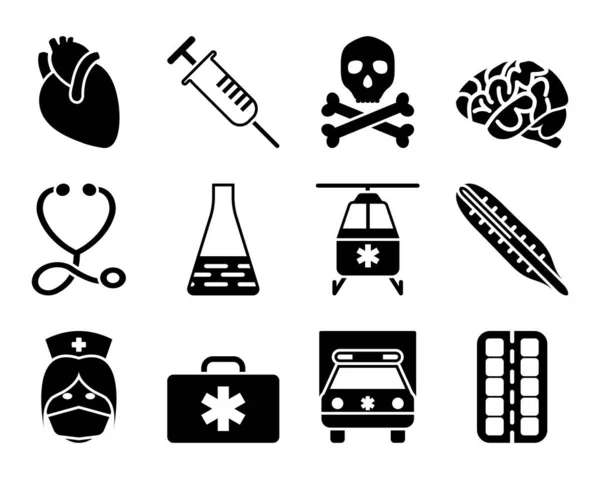 Set Icone Mediche Illustrazione Vettoriale Completamente Modificabile Testo Ampliato — Vettoriale Stock