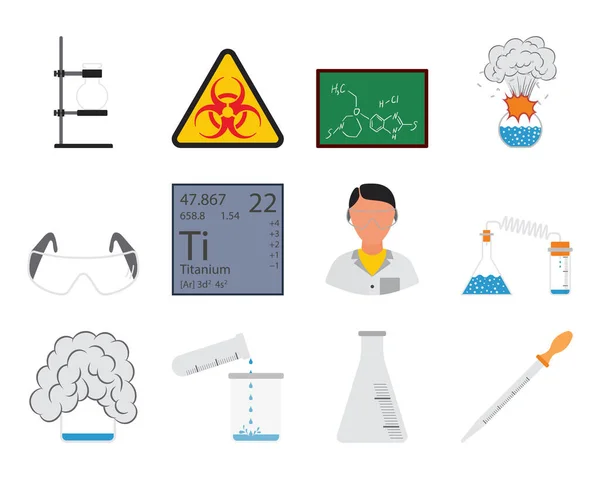 Sada Ikon Chemie Plochý Plně Upravitelná Vektorová Ilustrace Rozšířený Text — Stockový vektor