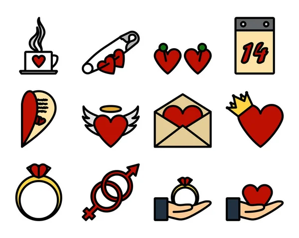 Icono San Valentín Set Esquema Audaz Editable Con Diseño Relleno — Archivo Imágenes Vectoriales