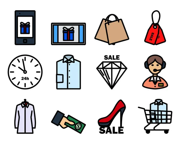 Venta Icon Set Esquema Audaz Editable Con Diseño Relleno Color — Vector de stock