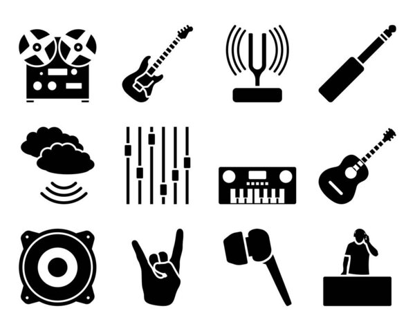 Music Icon Set. Fully editable vector illustration. Text expanded.
