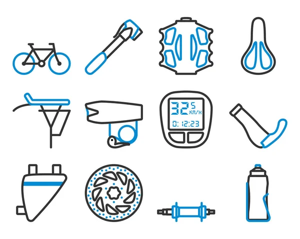 Bike Icon Set Upravitelný Tučný Obrys Barevným Vzorem Vektorová Ilustrace — Stockový vektor