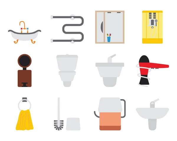 Icon Set Für Das Badezimmer Vorhanden Flaches Design Voll Editierbare — Stockvektor