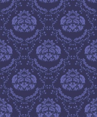 Damask Kusursuz Vektör Deseni. Kraliyet Barok Tarzı Arkaplan Dokusunda Zarif Tasarım. Çiçek ve Girdap elementi. Tekstil Yazdırma ve Duvar Kağıdı için ideal.