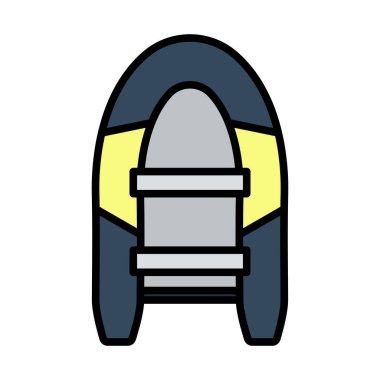 Kauçuk Tekne Simgesi. Renk Doldurma Tasarımı ile Düzenlenebilir Kalın Tasarım. Vektör İllüstrasyonu.