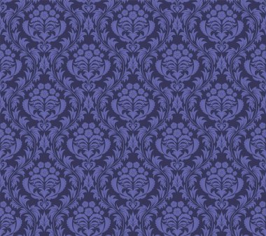 Damask Kusursuz Vektör Deseni. Kraliyet Barok Tarzı Arkaplan Dokusunda Zarif Tasarım. Çiçek ve Girdap elementi. Tekstil Yazdırma ve Duvar Kağıdı için ideal.