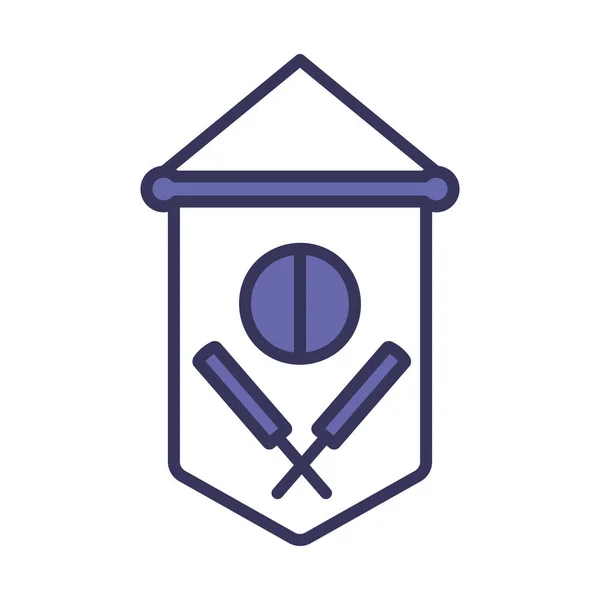 Cricket Shield Icono Emblema Esquema Audaz Editable Con Diseño Relleno — Vector de stock