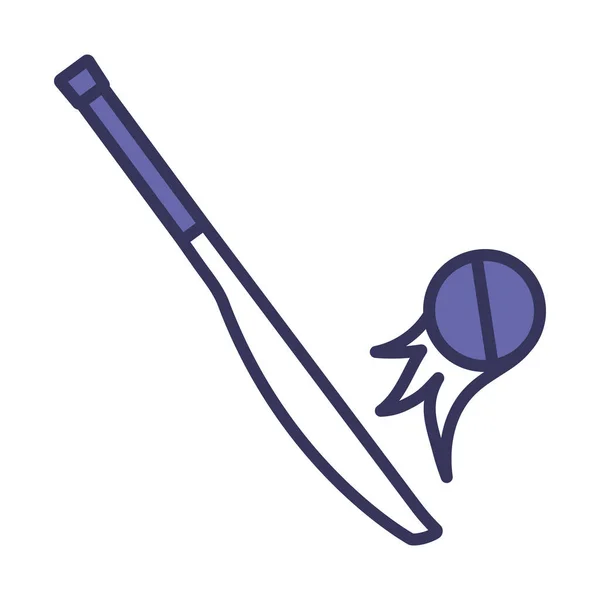 Cricket Bat Icon Esquema Audaz Editable Con Diseño Relleno Color — Archivo Imágenes Vectoriales