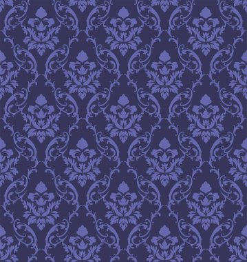 Damask Kusursuz Vektör Deseni. Kraliyet Barok Tarzı Arkaplan Dokusunda Zarif Tasarım. Çiçek ve Girdap elementi. Tekstil Yazdırma ve Duvar Kağıdı için ideal.