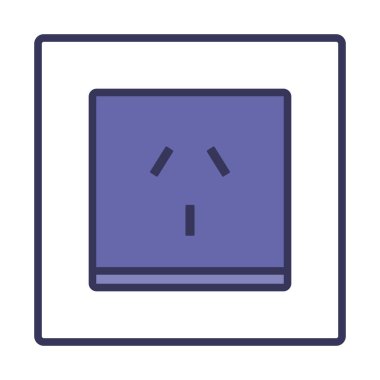 Çin Elektrik Soket Simgesi. Renk Doldurma Tasarımı ile Düzenlenebilir Kalın Tasarım. Vektör İllüstrasyonu.