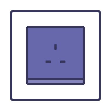 Büyük Britanya Elektrik Soket Simgesi. Renk Doldurma Tasarımı ile Düzenlenebilir Kalın Tasarım. Vektör İllüstrasyonu.