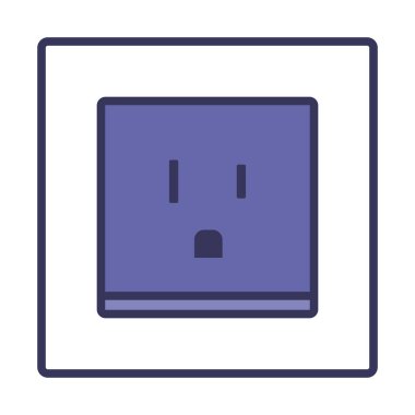 ABD Elektrik Soket Simgesi. Renk Doldurma Tasarımı ile Düzenlenebilir Kalın Tasarım. Vektör İllüstrasyonu.