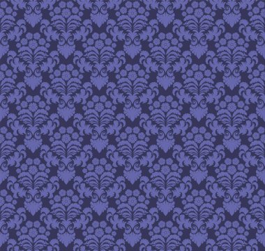 Damask Kusursuz Vektör Deseni. Kraliyet Barok Tarzı Arkaplan Dokusunda Zarif Tasarım. Çiçek ve Girdap elementi. Tekstil Yazdırma ve Duvar Kağıdı için ideal.