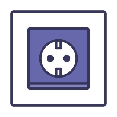 Avrupa Elektrik Soket Simgesi. Renk Doldurma Tasarımı ile Düzenlenebilir Kalın Tasarım. Vektör İllüstrasyonu.