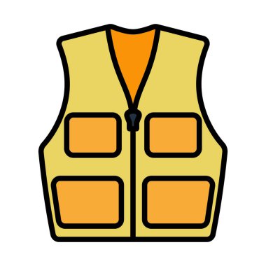 Avcı Yeleği Simgesi. Renk Doldurma Tasarımı ile Düzenlenebilir Kalın Tasarım. Vektör İllüstrasyonu.