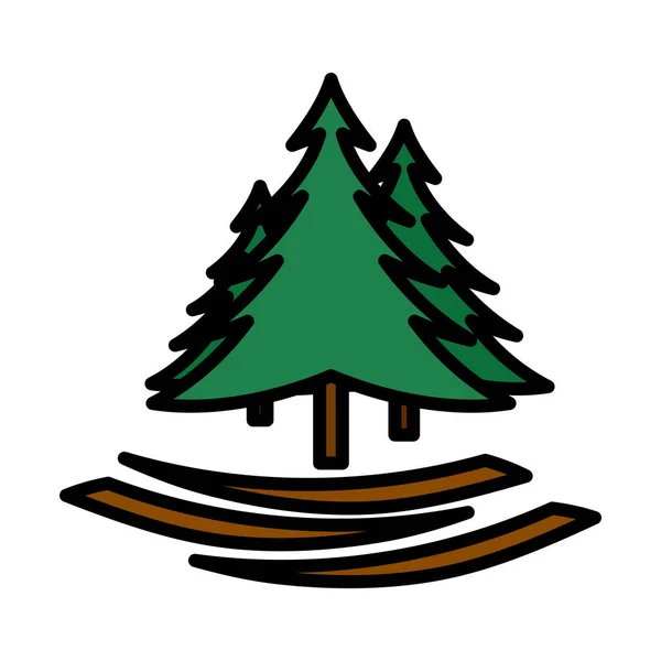 Ikona Fir Forest Edytowalny Pogrubiony Kontur Kolorowym Wzorem Wypełniacza Ilustracja — Wektor stockowy