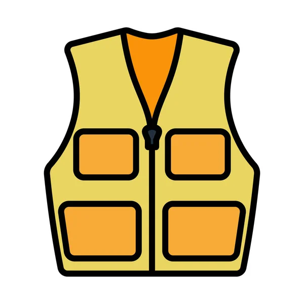 Icône Gilet Chasse Contour Audacieux Modifiable Avec Conception Remplissage Couleur — Image vectorielle