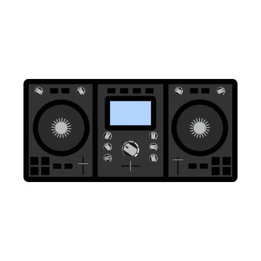 DJ Simgesi. Renk Doldurma Tasarımı ile Düzenlenebilir Kalın Tasarım. Vektör İllüstrasyonu.