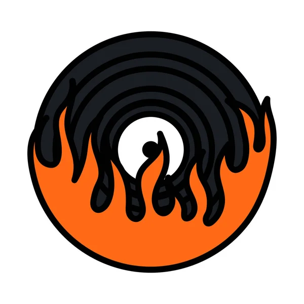 Flame Vinyl Icon Editable Bold Outline Color Fill Design Vector — Stock Vector