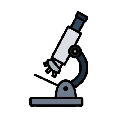 Okul Mikroskop Simgesi. Renk Doldurma Tasarımı ile Düzenlenebilir Kalın Tasarım. Vektör İllüstrasyonu.