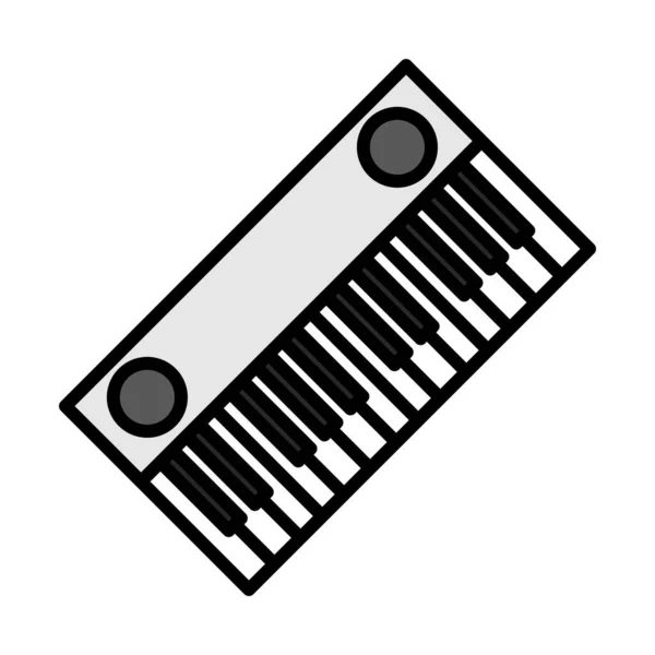 Teclado Para Piano Icono Esquema Audaz Editable Con Diseño Relleno — Vector de stock