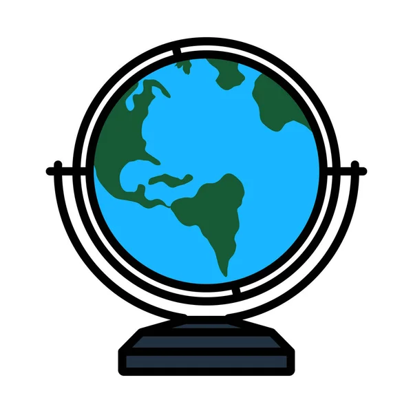 Globe Icon Editable Bold Outline Color Fill Design Vector Illustration — Stock Vector