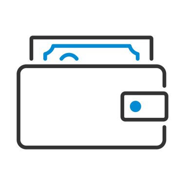 Para İkonlu Cüzdan. Renk Doldurma Tasarımı ile Düzenlenebilir Kalın Tasarım. Vektör İllüstrasyonu.