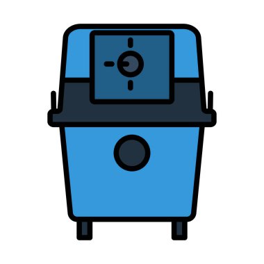 Süpürge Simgesi Temizleyicisi. Renk Doldurma Tasarımı ile Düzenlenebilir Kalın Tasarım. Vektör İllüstrasyonu.