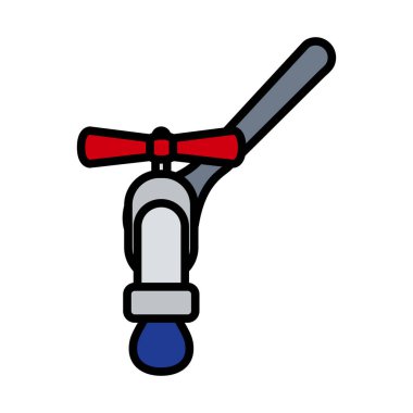 Anahtarın ve Musluğun Simgesi. Renk Doldurma Tasarımı ile Düzenlenebilir Kalın Tasarım. Vektör İllüstrasyonu.