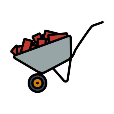 İnşaat Arabası Simgesi. Renk Doldurma Tasarımı ile Düzenlenebilir Kalın Tasarım. Vektör İllüstrasyonu.