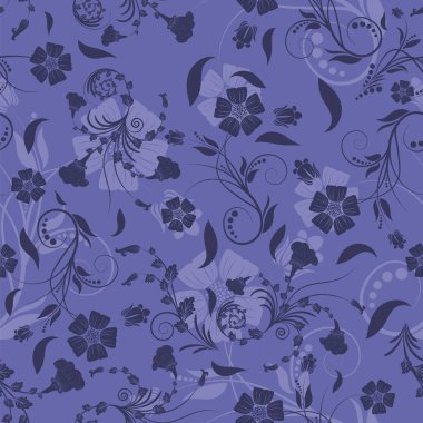 Çiçeksiz vektör deseni. Çok Peri renginde zarif bir tasarım, 2022 yılının modern rengi. Çiçek ve girdap elementi. Tekstil baskısı ve duvar kağıtları için ideal.