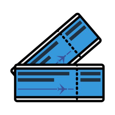 Uçak biletlerinin ikonu. Renk Doldurma Tasarımı ile Düzenlenebilir Kalın Tasarım. Vektör İllüstrasyonu.